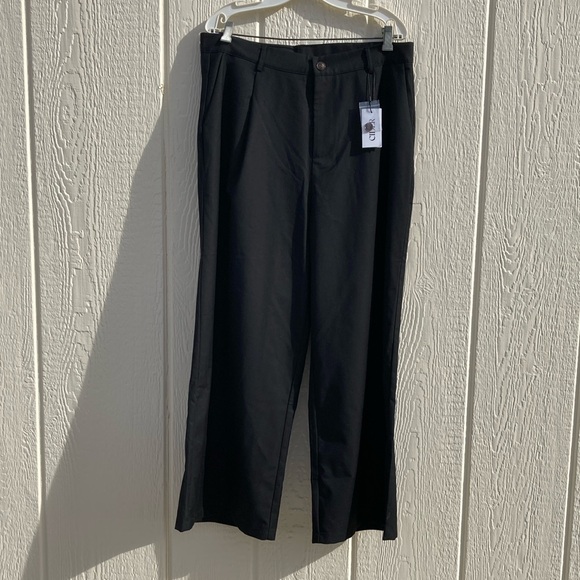 Cider Wide Leg Flowy Pants Trousers Women's Plus Size 1XL Black Pockets New - Picture 1 of 8